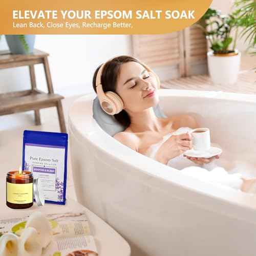 Inflatable Bath Pillow for Tub - Adjustable Firmness Silicone Bathtub Pillow for Epsom Salt Soaking & Spa Neck-Relaxing, Head & Back Reclining Support Cushion, Xmas Gift for Couples, Parent, Friends