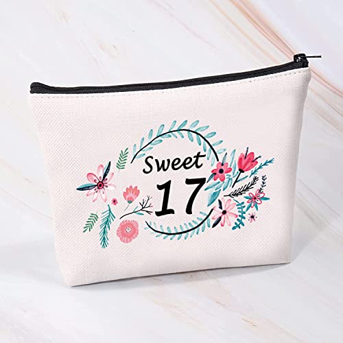 MBMSO Sweet 17 Makeup Bag Happy 17th Birthday Gift Bag 17 Year Old Girl Gifts Inspirational Gifts always Remember You are Braver than You Believe (Sweet 17)