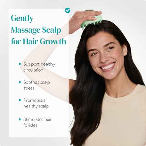HEETA Scalp Massager Shampoo Brush 2 Pack, Soft Silicone Bristles to Remove Dandruff, Waterproof Scrubber for Wet Dry Hair, Suitable for Men & Women (Light Beige&Green)