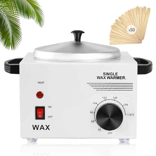 Single Wax Warmer Professional Electric wax Heater for Hair Removal- Wax Pot with 50pcs Sticks Heat up Quickly & Fahrenheit Dial, Paraffin Facial Skin Body SPA Salon Equipment