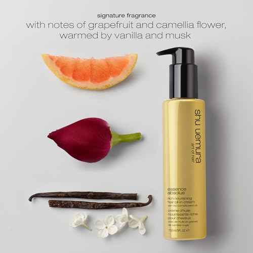shu uemura art of hair Essence Absolue Nourishing Cream - Protects Against Heat Damage and UV, Hydrates and Smooths, For All Hair Types, 5 Fl Oz