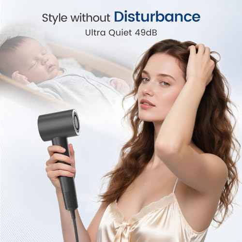 Hair Dryer with Diffuser,1-4min Fast Dry by 1400w, 3 Heat/Cool Wind Level,0.86lb Lightweight, 49db Low Noise, 2 Billion Plasma, Industry-Leading High-Speed Brushless Motor Blow Dryer for Home Travel