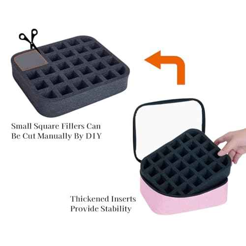 Small Clear Nail Polish Organizer Holds 30 bottles(15ml-0.5fl.oz) Nail Polish Case Multifunctional Nail Polish Bag organizer, Cosmetic Travel Makeup Cases for Women Pink