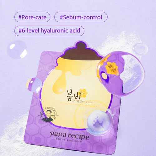 Papa Recipe Bombee Pore Honey Mask 10 Pack ? No-Sebum Hydration & Pore Care ? Korean Sheet Mask with Honey & Propolis Essence