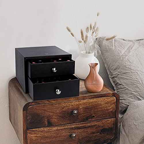 J JACKCUBE DESIGN Essential Oil Organizer Storage Box Case, Holds 96 Bottles 5-15ml Essential Oils, Roller Bottles- Leather Drawer Oil Holder Display- MK525A