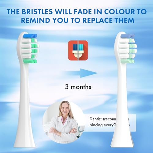 Replacement Toothbrush Heads Compatible with Philips Sonicare£º10 Pack Soft Replacement Electric Brush Head for 4100 5100 6100 HX9023/65 W Optimal Plaque Control Snap-on System