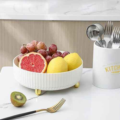 Anyoifax Makeup Perfume Organizer Tray 360 Degree Rotating Lazy Susan Skincare Lotion Organizer Spinning Cosmetics Storage for Dresser, Vanity, Bathroom Countertop, Large Ivory White