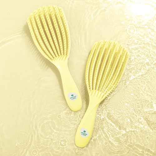 Nature Spell FlexiFlow Detangling Hair Brush, Flexible Strands for Gentle Brushing, Eliminates Knots & Reduces Breakage, Suitable for All Hair Types, Yellow