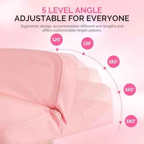 MelodySusie Foldable Manicure Arm Rest for Nails Tech, Adjustable Nail Arm Rest for Acrylic Nail Art, Professional PU Leather Nail Hand Rest Stand for Manicurist, Pink
