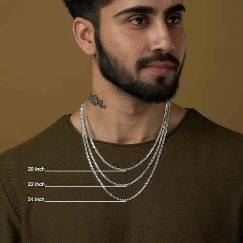LeCalla Solid 925 Sterling Silver Italian 3.5mm, 4mm Diamond-Cut Cuban Link Curb Chain Necklace for Men Women (16, 18, 20, 22, 24, 26 Inches), Made in Italy