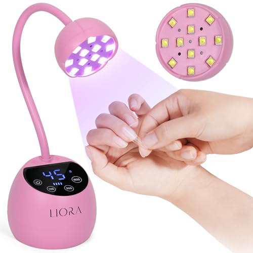LIORA UV LED Nail Lamp - Gooseneck UV Light for Gel Nails, Cordless USB Rechargeable Flash Curing Lamp with 4 Timers & Auto Sensor, Nail Dryer Gel Polish Light for Salon Home DIY