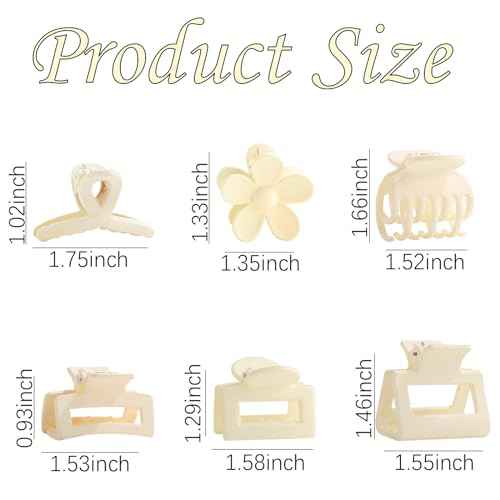 18Pcs Medium Hair Clips for Women Girls - Matte Love, Triangle, Ribbon and Semicircle Styles for Thin/Thick Hair, Cute Nonslip Accessories (White, Brown, Black)