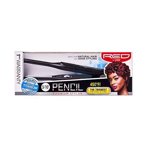 RED by KISS Titanium Styler Pencil Flat Iron 3/10" ? Ultra-Precise Edge & Pixie Cut Styling, 450¡ÆF Max Heat, Frizz-Free, Instant Temperature Control, Professional & Home Use