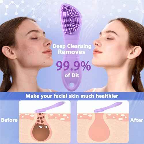 Silicone Face Scrubber Black Head Remover Tool Mask Applicator Spatula-for Deep Cleansing Blackheads Remover Makeup Residue Removal Facial Exfoliating Massaging Skin Care (Purple)
