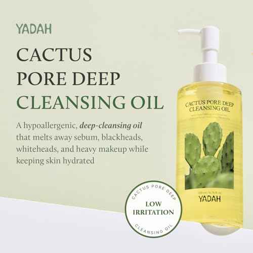 YADAH Cactus Pore Deep Cleansing Oil (6.76 Fl Oz) ? Lightweight Daily Facial Cleanser & Daily Makeup Remover with Cactus Seed Oil for Pore Purifying & Balanced Skin, Double Cleansing Korean Skincare