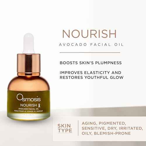 OSMOSIS NOURISH Organic Avocado Facial Oil, Cold Pressed, Aging, Pigmented, Sensitive, Dry, Irritated, Oily, Blemish-Prone Skin, 1 Fl Oz
