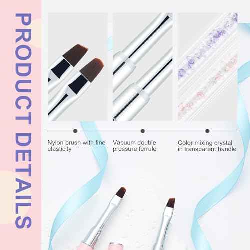 2PCS Nail Art Clean Up Brushes - Flat/Angled Nail Brushes for Cleaning Polish Mistakes on the Cuticles, Brushes for Nail Art and Designs Painting DIY