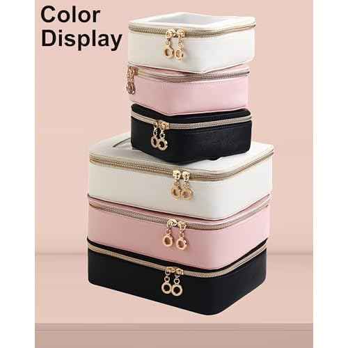 Small Clear Makeup Bag for Purse, Cute Mini Clear Cosmetic Bag Case Organizer, TSA Approved Square Small Makeup Case Pouch with Zipper, Car Travel Purse Essentials for Women (Pink, S)