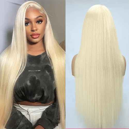 613 Lace Front Wig Human Hair 13x4 Blonde HD Transparent Lace Frontal Wigs Human Hair Pre Plucked With Baby Hair 613 Straight HD Lace Frontal Wig 180% Density Glueless Wigs Human Hair 24 Inch