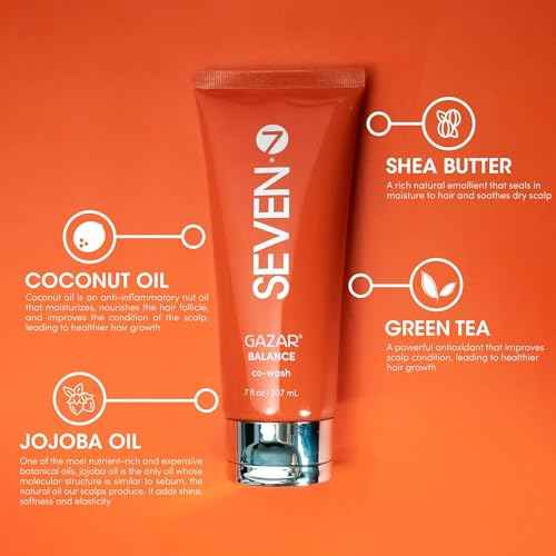SEVEN Hair Care GAZAR BALANCE Cowash for Women & Men with Shea Butter & Coconut Oil, 1 Step Shampoo Alternative for Curly or Textured Hair, Sulfate + Paraben Free, Cruelty Free, Made in USA