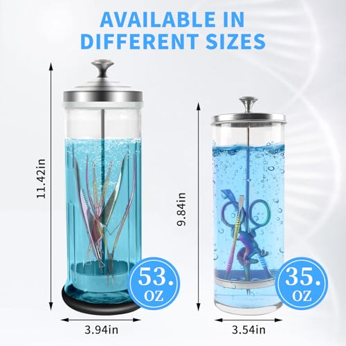 42.3 Oz Barbicide Disinfectant Jar with anti-slip pad, Disinfectant Jar Large for Nail Tools, Barber Shop&Spa Implements Barbicide Containers with Removable Straining Tray(1250 ml)