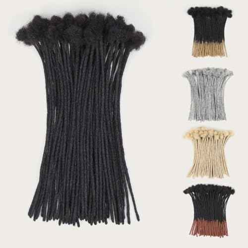 18 inch 40 Strands Loc Extensions Human Hair, Real 0.6cm Width Human Hair Dreads Extensions for Man/Women Full Handmade Dreadlocks Can be Dyed(1b)