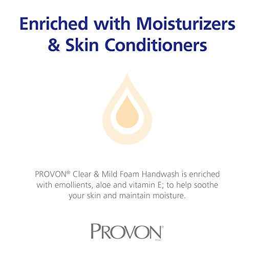 GOJO PROVON Clear & Mild Foam Handwash, Fragrance Free, EcoLogo Certified, 700 mL Foam Hand Soap Refill for PROVON ADX-7 Push-Style Dispenser (Pack of 4) - 8721-04