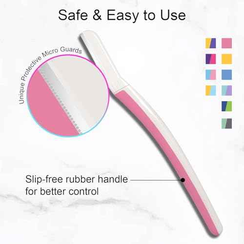 Dermaplane Razor for Women Face, Eyebrow Razor, Face Razors for Women, Dermaplaning Tool, Travel Essentials, (9 pcs, Pearl Blush)