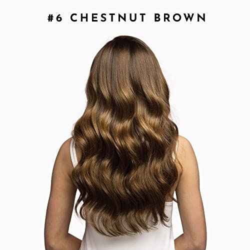 Clip-In Hair Extension Set by Joi Hair, Clip Sewn Machine Weft, Premium Remy Human Hair, Full Set for Full Head, 120g, 160g, 220g 20" (120 Grams Joi Full for Fine Density, #6 Chestnut Brown)
