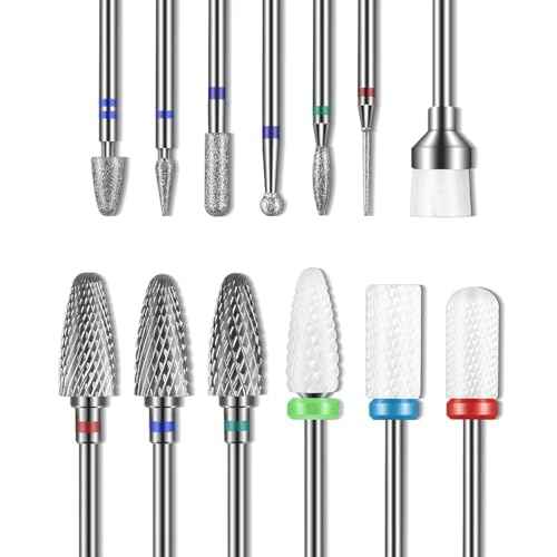 13PCS Nail Drill Bits Set, 3/32¡± Professional Nail Drill Bits, Tungsten Carbide Ceramic Efile Cuticle Remover Bits with Brush, Brocas para u?as for Home Salon Nail Manicure