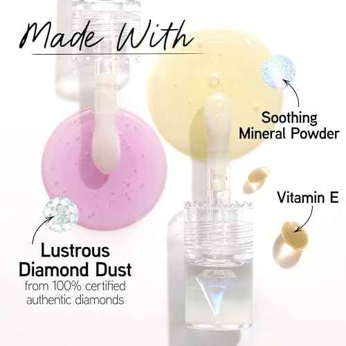 Physicians Formula Mineral Wear Diamond Lip Oil, High-Shine Serum Hybrid with Diamond Dust, Vitamin E, & Mineral Powder, Talc-Free, Cruelty-Free, & Vegan - Pink Diamond