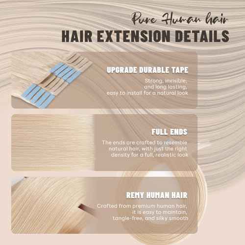 Tape in Hair Extensions Human Hair 24 Inch 50g 20Pcs Remy Human Hair Extensions Invisible Straight Seamless Tape in Extensions (24in, 50g, #60)