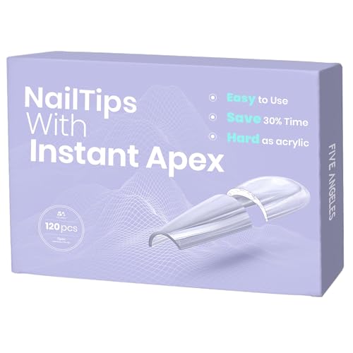 Tipex Instant Apex Nail Tips: Long Coffin, Full Cover Gel, Thicker Acrylic, Strong Hard Clear Pre-etched Press-on Nails