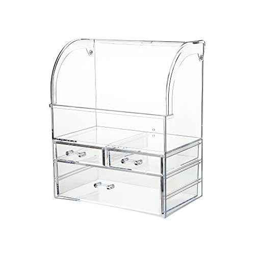 MOOCHI Clear Professional Large Cosmetic Makeup Organizer Bathroom Storage Display Case with Drawers