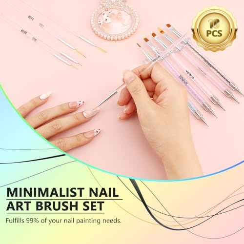 Nail Art Brushes and Dotting Tools, 10pcs Nail Art Design Tool Set, Nail Brushes for Nail Art, French Tip Brush, Liner Brush, Gel Polish & Builder Brush, Manicure Tools for Salon Use & Home DIY