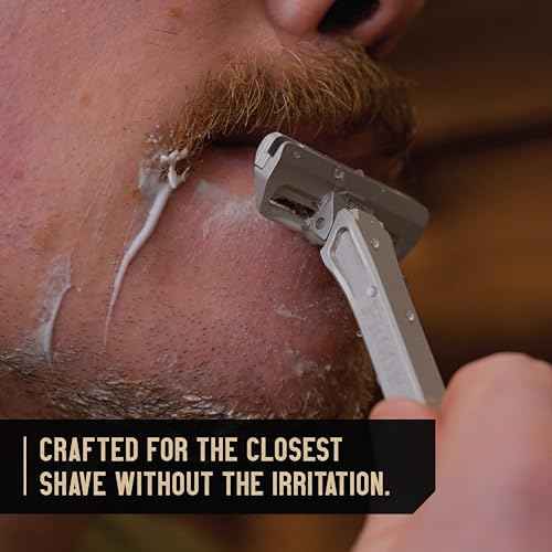 Proof Single Blade Razor for Men Pivoting Head Made in USA - CNC Machined Aluminum Easy Blade Replacement - Includes Genuine Leather Travel Case and Safety Razor Blades