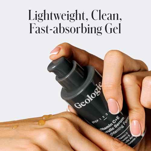 Geologie Vitamin C+E Ferulic Acid Face Serum | Brightening & Firming Anti-Aging Gel Formula | 5% Light-Protected & Stabilized Vitamin C , 0.5% Vitamin E, 1.5% Hyaluronic Acid | 30 ML