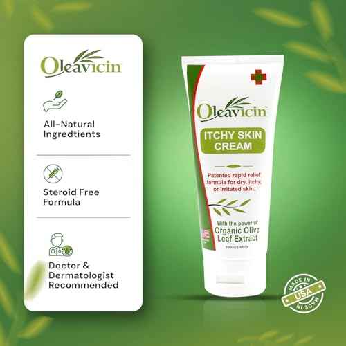 Oleavicin Extra Strength Anti-Itch Cream (3 Pack) for Dry, Itchy Skin Relief ? Natural Fungal & Rash Treatment with Olive Leaf Extract ? Fast-Acting, Long-Lasting Itch Relief