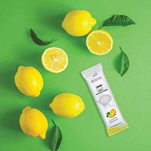 Oshibori Moist Terry Cotton Refreshment Towels (50 Pack, 8 x 8 Inches) - White Mildly Scented Pre-moistened Towel to Use Hot or Cold - Lemon & Lavender Scent Bundle of 25 each