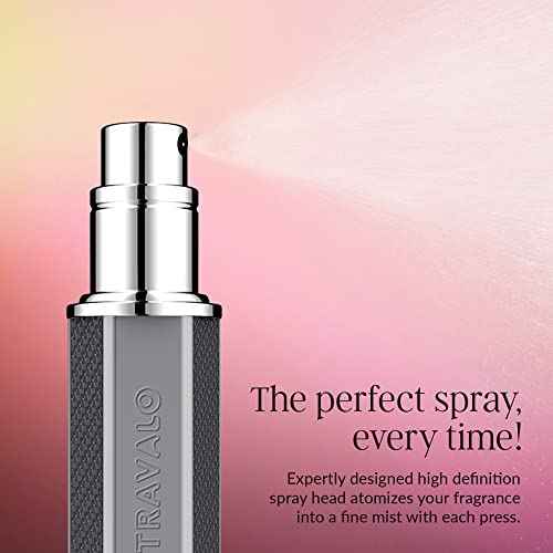 Travalo Vector Travel Perfume Atomizer with U-Change System - Leak-Proof and TSA Approved for Air Travel - Stylish Mini Perfume Refillable Bottle with Case - Silver 0.17oz