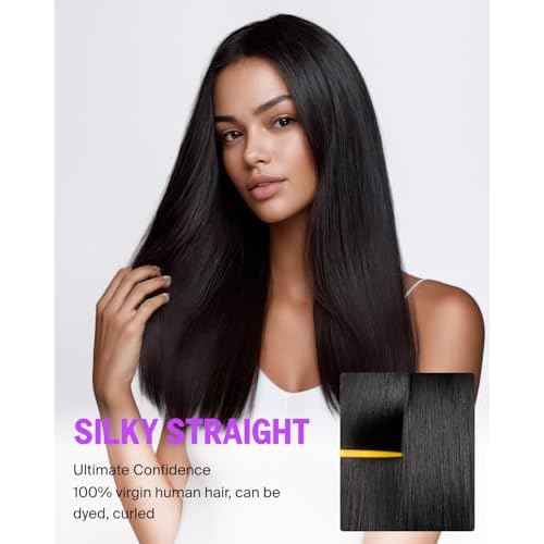 Wear and Go Glueless Wigs Human Hair Pre Plucked Pre Cut 6x6 Lace Front Wig Human Hair 220% Density Bleached Knots Straight Wig 20 Inch