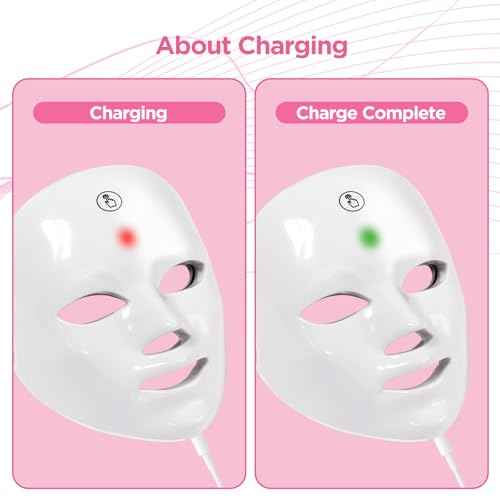 LED Light Therapy Mask(FM-01), Blue & Red Light Face Mask, Rechargeable & Portable for Travel and Home Use