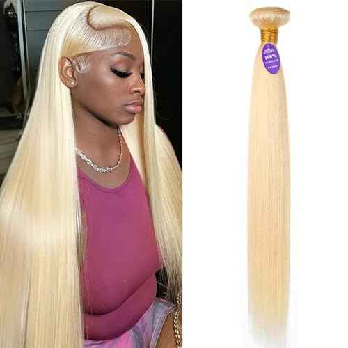 613 Blonde Bundles Human Hair 613 Straight Human Hair Bundles 12A Grade 100% Unprocessed Brazilian Virgin Hair Blonde Hair Weave Bundle 3.5oz/Bundle 30 Inch