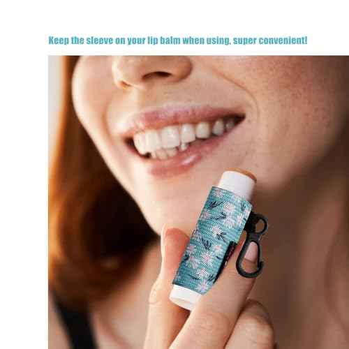HEYSKAY 10PCS Lip Balm Holder Sleeves Keychain Compact Clip On Lipstick Chapstick Lip Gloss Elastic Sleeves, Floral Patterns