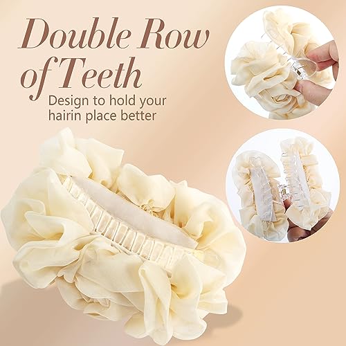 AIPAO 4 Pack Hair Claw Clips for girls Large Chiffon Flower Fashion Hair Clips for Women