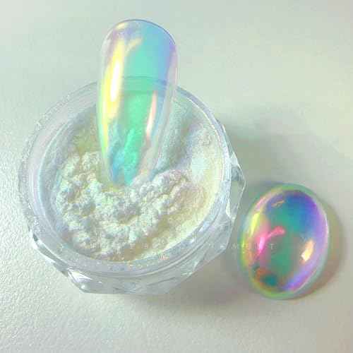 Pretty Diva 0.3g Mermaid Unicorn Chrome Nail Powder, Aurora Iridescent Chrome Powders for Nails, Mermaid Powder for Nails Chrome Mica Powder Manicure Pigment (Unicorn, 0.3g)