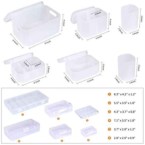 OCHEAL Makeup Organizer Case,Stackable Clear Makeup Organizer Holder, Multi-size Makeup Case Vanity Storage Holder Set for Makeup, Jewelry, toiletries,Makeup Artist Must Have