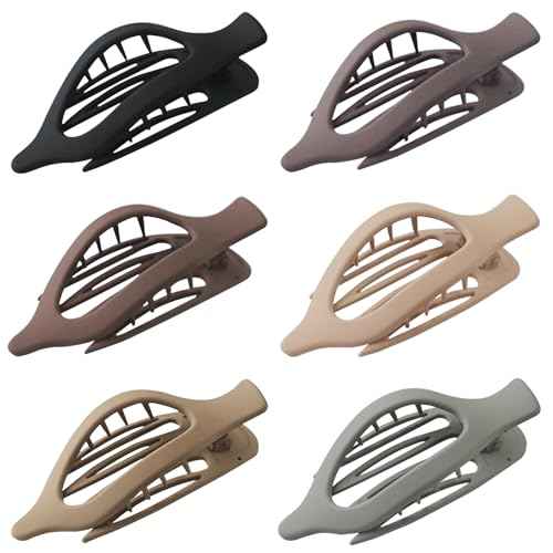 6 Pack Flat Hair Claw Clips for Women Duck Billed French Lay Down Hair Barrettes Accessories 100% Polycarbonate Matte Neutral Color