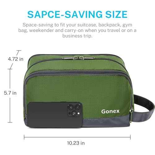 Gonex Travel Toiletry Bag Nylon, Shaving Bag Toiletry Organizer Olive Green