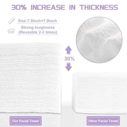 Disposable Face Towel 200 Count, Soft Cotton Face Towels, Dry Wipes Facial Cloths Towelettes for Washing and Drying, Lint Free Facial Tissue for Skincare, Makeup Remover and Cleansing